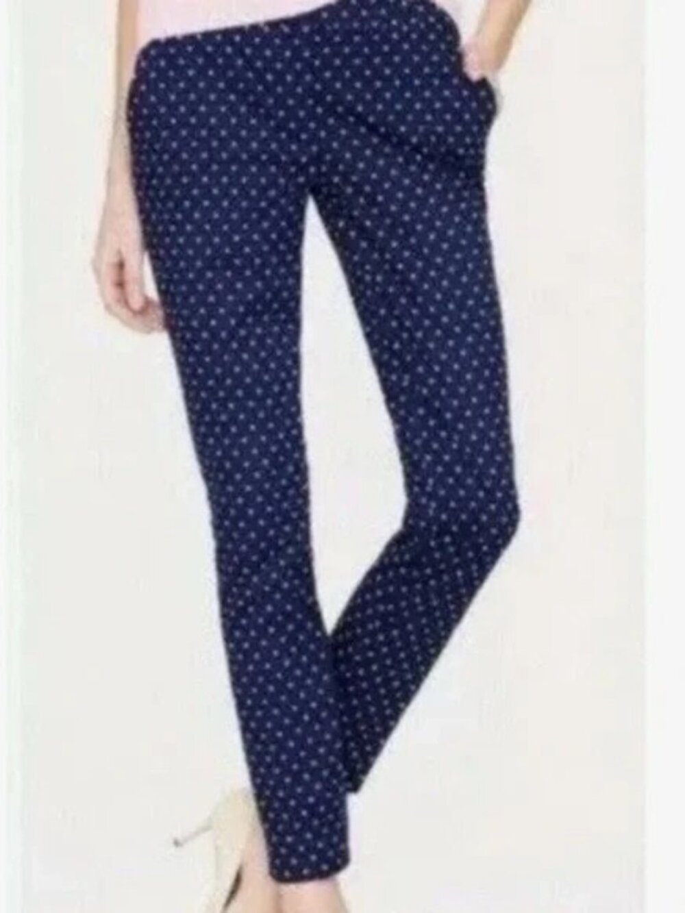 J. Crew sz 10 slim leg blue with white polka dots pants